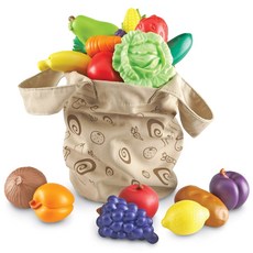 [러닝리소스] 신선한 과일 야채 소꿉놀이 종합 세트 Learning Resources Fresh Picked Fruit And Veggie Tote, 혼합 색상, 1개