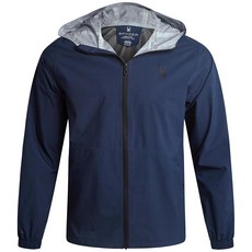 Spyder 남성용 레인 재킷 - 방수 경량 후드 윈드브레이커 골프 하이킹 및 야외용 아우터웨어 재킷 (S~XL) 올리브 스몰