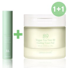 더마쉐어 티트리 트러블케어 스팟 밤+비건 티트리 89% 쿨링 토너 패드 170mL 70매, 2개, 173ml
