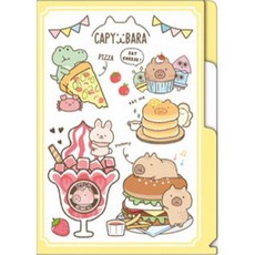 現貨正版 水豚 L型書夾 卡皮巴拉 雙層L型文件夾 台灣製 A4資料夾, 1個, 餐點