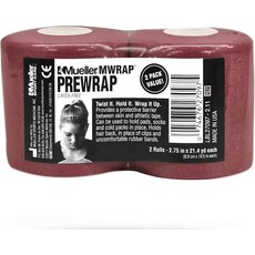 뮬러 스포츠 메디신 MWrap 프리 랩 스포츠용 운동 테이프 언더랩 헤어 발목 손목 손과 무릎 방수 라텍스 롤당 2.75인치 x 21.4야드 롤 2개, Orange