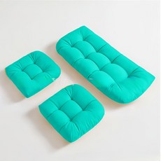 야외 방수 원단 벤치 쿠션 등받이 세트 정원용 방석 2인용, 레이크블루