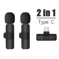 새로운 무선 라 발리에 마이크 휴대용 오디오 비디오 녹화 아이폰 안드로이드 PC 카메라 라이브 게임 전화에 대한 미니, 3)Type-c For  2in1