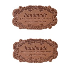 퀼팅맘 핸드메이드 가죽 라벨 아르데코, 2개, 탠브라운