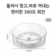 다용도 투명 회전트레이 26cm x 7.5 cm, 1개