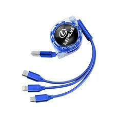 자동차 인테리어 3 In 1 고속 충전기 USB 데이터 케이블 액세서리 Lexus LS RZ IS350 CT200h GX460 LX570, 03 A-Blue