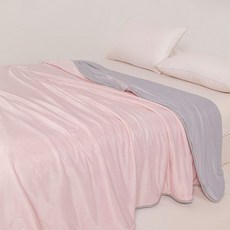 슬림소녀 여름이불 양면 냉감 아이스실 기계세척가능 여름 침실 에어컨 이불솜, 쿨링 혼합 핑크 그레이 B