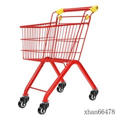 FOOI 예쁜 어린이 쇼핑카트 아동 장난감 철제카트 주방놀이 아동장보기 놀이, 레드, 1개