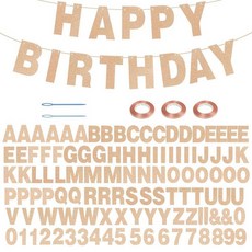 2 116피스 DIY 글리터 맞춤형 배너 키트 생일 배너용 장식 (라이트 샴페인), 라이트 샴페인