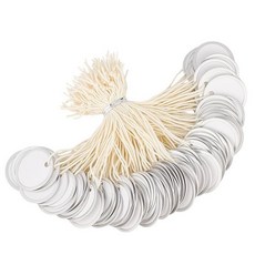 BENECREAT 100 Pack Round Blank Price Tags with Cord 1.2 Inch White Yard Sale Labels Garage Sale T