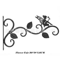 歐式壁掛式鐵藝花籃牆壁裝飾吊籃花架懸掛花架客廳陽台綠植挂件, 1個, 安靜仙子1只, 黑色