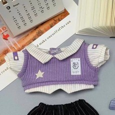 유치원 노란 모자 아이돌 이름표 인형옷 유니폼 액세서리 인형 10cm 검정 솜인형 솜깅이 솜인형옷, 스타 레일 아카데미, 보라색가짜투피스(lacarte)