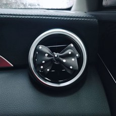 펄리본 차량용 석고방향제 자동차 신차선물 송풍구 차량용품 여성용, G. 검은색 물방울 무늬 리본