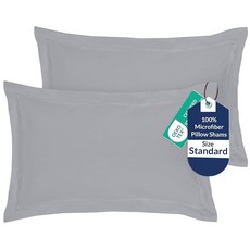 Royale Linens 베개 커버 2팩 유로 사이즈 66x66cm(26x26인치) - 브러시드 1800 극세사 침대 샴 주름 및 변색 방지 매우 부드럽고 아늑함 봉투 클로저, 실버