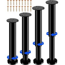 Olddag 4 PCS 침대 프레임/침대 중앙 슬랫용 조절 가능한 높이 가구 지지 다리 [나사 ] 테이블/캐비닛/ /드레서/소파용 3 15-4 72인치 헤비 듀티 가구 교체 다리, 10-17 inch, Black