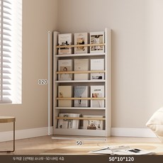 슬림 벽선반 책장 책꽂이 진열 수납 선반형 거실 침실 인테리어, 1단, F_50cm 폭 6층 소나무