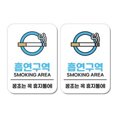 무드팩토리 부착형 생활문구 안내표지판, 2개, 흡연구역