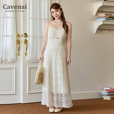 【Cavensi清貨款】非質量問題No退換 白色洋裝 海島度假吊帶蕾絲洋裝 細肩帶洋裝 大尺碼長洋 吊帶 連身裙 S12