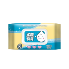 水滴貝貝 超厚純水柔濕巾80抽 8包/箱 無酒精無香料 寶寶濕紙巾 掀蓋設計 居家外出必備, 1個, 水滴貝貝 80抽超厚純水濕巾