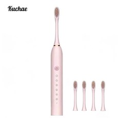 Kuchae 충전식 음파 스마트 전동칫솔, 핑크, 1개