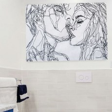 벽장식 천 포스터 M 가로형 스케치 커플 드로잉 침실 거실 인테리어 소품, 상세페이지 참조