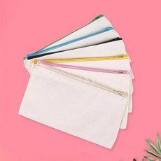 다용도 순면 캔버스 지퍼 베이직 무지 기본 납작 파우치 DIY 자수 퀼트 바느질 꾸미기 제작 만들기 공방 캔퍼스 랜덤 색상 21x12cm, 23x17.5cm, 1개