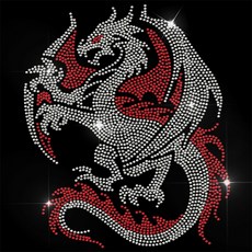 1개 유리 핫픽스 라인스톤 다리미 부착형 아플리케 의상 액세서리 (옷 가방 바지용 드래곤 무늬) 297x210mm, 혼합색