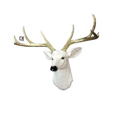 대형 헌팅트로피 사슴 장식 벽걸이 복고풍 장식품 뿔, 블루 50x49x30