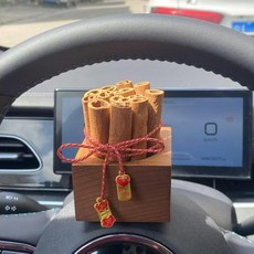 木質擴香木 肉桂生財車載香薰擴香器 室內桌面車載拓香木, 1個, 肉桂生財擴香木-紅金繩,肉桂生財+10ml白桃烏龍精油