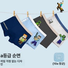 마인크래프트 캐릭터 남아 아동 키즈 사각 여아 팬티 어린이 순면, 1개, 남아 세트 C, XXXL 140-155cm 32.5-41kg