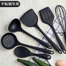 炒菜鏟子 食品級硅膠鍋鏟 不粘鍋專用 耐高溫家用廚具, 【黑色】,湯勺, 1個