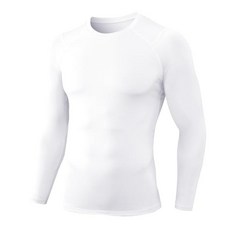 남성용 압박 셔츠 운동용 긴소매 티셔츠 드라이 핏 머슬 탑 베이스 레이어 농구 체육관용 #1 네이비 블루 L 179990, #화이트