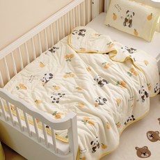 針織棉夏涼被寶寶幼兒園午睡空調被夏季兒童薄款小被子冰絲蓋毯被, 水果熊貓【A類針織棉面料親膚軟糯】