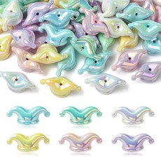 LiQunSweet 60피스 6가지 색상 UV 도금 조커 모자 아크릴 비즈 광대 캡 스페이서 비즈 DIY 주얼리 팔찌 목걸이 귀걸이 공예 가방 키체인 폰 홈 데코, 조커 모자 비즈_60개