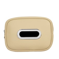 車載紙巾盒 綁帶式汽車座椅後抽紙盒 車用扶手箱餐紙盒 車內用品, 1個, 米色