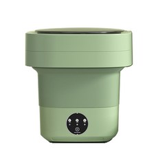 迷你摺疊洗衣機，輕巧便攜，節省空間，一鍵啟動，環保材質，低噪音運行, 藍光殺菌+可定時+洗滌+脫水綠色, 6.5L折疊洗衣機