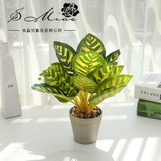 嘉義直發 仿真綠植盆栽 人造葉子 仿真綠植 小盆景 仿真綠植擺件 仿真植物 家居裝飾 仿真綠葉盆栽 辦公室盆栽, JH4093 仿真綠植盆栽（塑料盆）, 1個