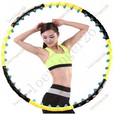 台灣出貨 呼啦圈雙排加重瘦腰收腹可拆卸成人女士按摩呼拉圈大號8節, 可拆8節(黃黑)1.6kg直徑108,健身運動呼啦圈, 1個
