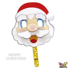 聖誕節 手作DIY材料包 聖誕老人面具 耶誕 手拿面具 露營 親子 幼稚園 小公園手作, 1個, 聖誕老公面具