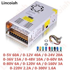 조정 가능 스위칭 전원 공급 장치 디지털 디스플레이 SMPS 소스 변압기 DC 60V 120V 300V 480W 5V 48V, 1개
