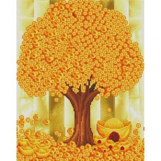 리빙듀오 DIY 명화 비즈 보석십자수세트 A-037 황금이 열리는 나무 중형 40x50, 1개