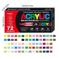 광나 직액형 소프트팁 아크릴 마커 펜 | 12-408가지 색상 무료 잉크 공급 시스템 유연한 팁 방수 자외선 차, 12 60 colors