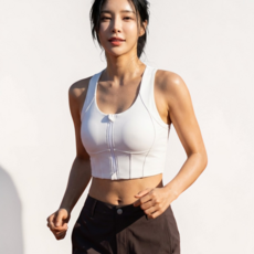 마린웨이브 엘라스틴 앞지퍼 스포츠 요가 헬스 운동 나시 브라탑