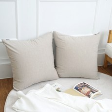 멜란 워싱 면 대형 등받이 쿠션 [솜포함], 베이지_무지