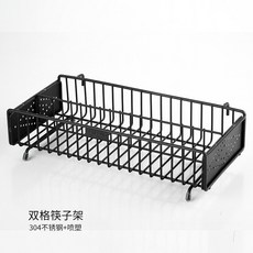 消毒櫃專用筷子筒 304不鏽鋼筷子盒 筷筒 筷子架 筷筒 筷子筒筷籠家用廚房收納 刀叉勺餐具, B雙格筷籃(摩登黑), 1個