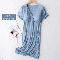 哺乳連身裙 產前/產後 素色 帶胸墊 孕婦裝 連衣裙 夏 哺乳衣 短袖 外穿 孕婦裙 睡衣