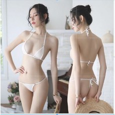 性感比基尼三件式套裝：情趣內衣、死庫水繫帶泳衣、性感丁字褲，展現妳的誘人魅力, B18 白色