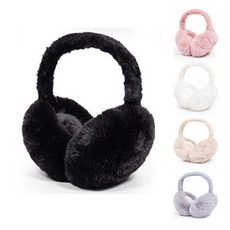 칸쿤 아동 주니어 여성 접이식 털귀마개 EM_02, 블랙, 1개