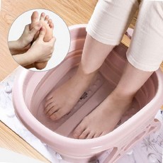 발관리 온수담금 발마사지 혈액순환 피로회복 발목욕 휴대용 발담그기 지압돌기, 상세페이지 참조, 발지압 폴딩족욕기 핑크