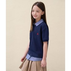 빈폴 BEANPOLE KIDS 여아 데님 샴브레이 칼라 루즈핏 티셔츠 네이비 BI6342G02R 386570
